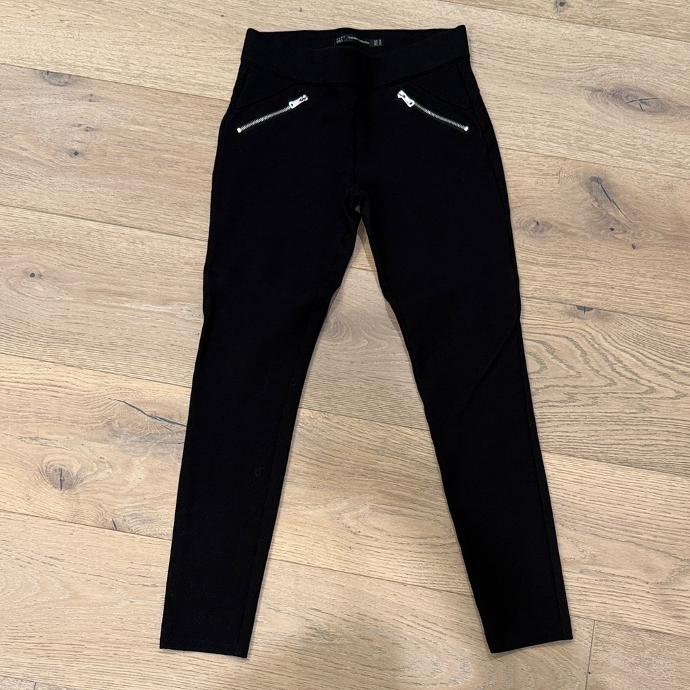 Zara Black Pants with Silver Zippers